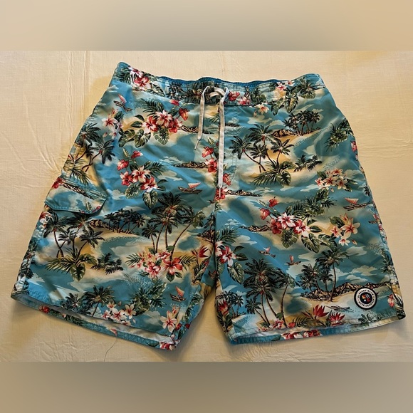Newport Blue Other - Newport Blue Men’s tropical island Beach Palm Tree Blue swim trunks shorts